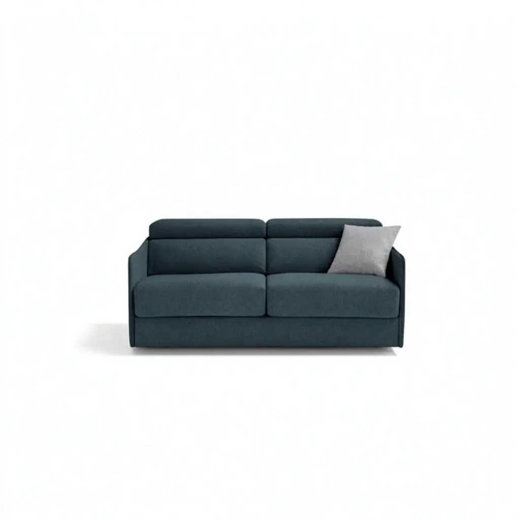 Divano letto Lyra blu petrolio, vista frontale